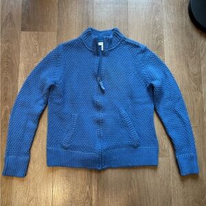 Charter Club Blue Zip Up Sweater Jacket, Size Small